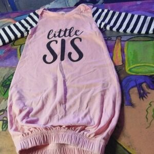 Little Sis Pink Sleep Sack with Striped Sleeves